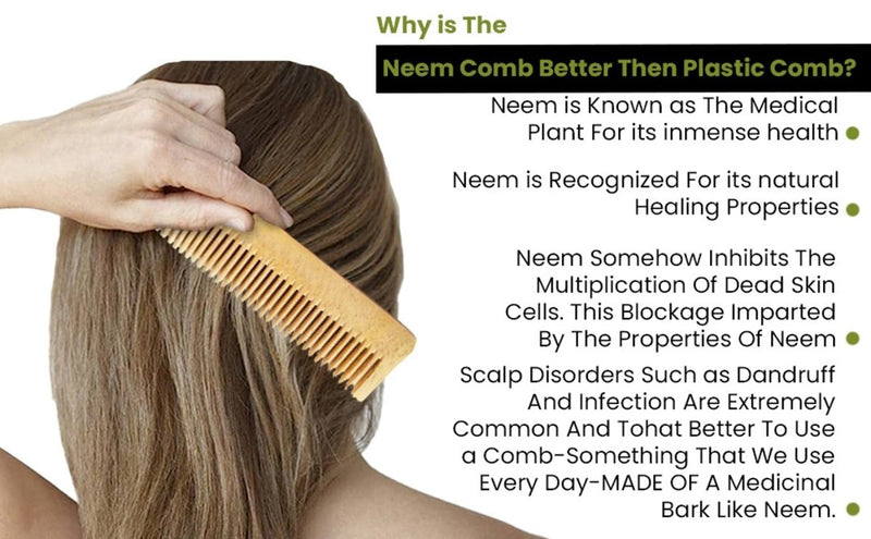 Pure Kacchi Neem Wood Regular Curve Comb | Verified Sustainable Hair Comb on Brown Living™