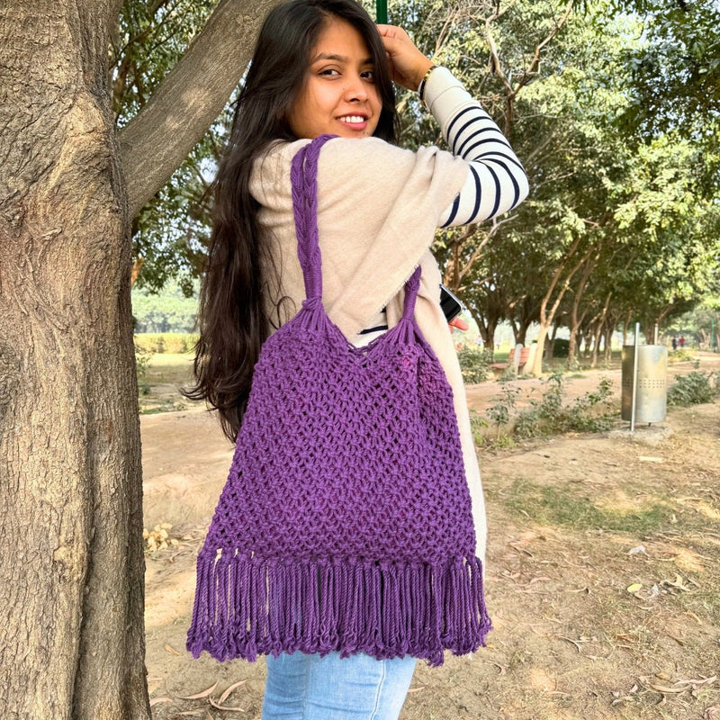 Purple Hobo Handmade Bag | Verified Sustainable Bags on Brown Living™