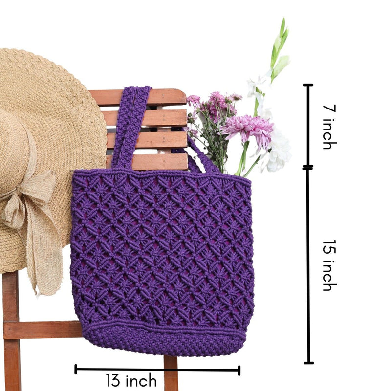 Purple Macrame Tote Bag | Verified Sustainable Bags on Brown Living™