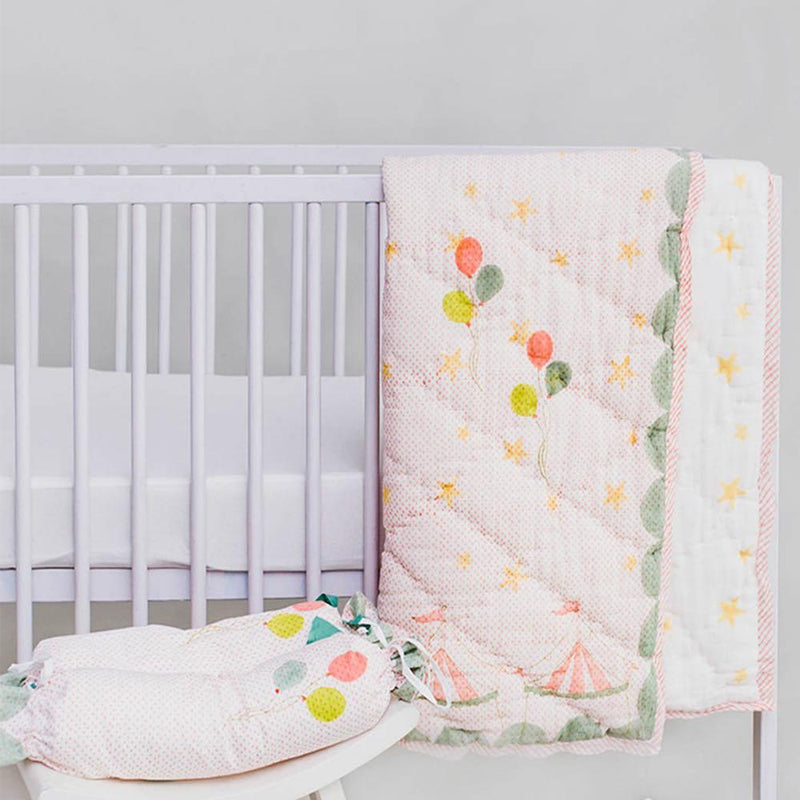 Buy Quilt - I Am Going To The Circus - Peach | Shop Verified Sustainable Bed Linens on Brown Living™