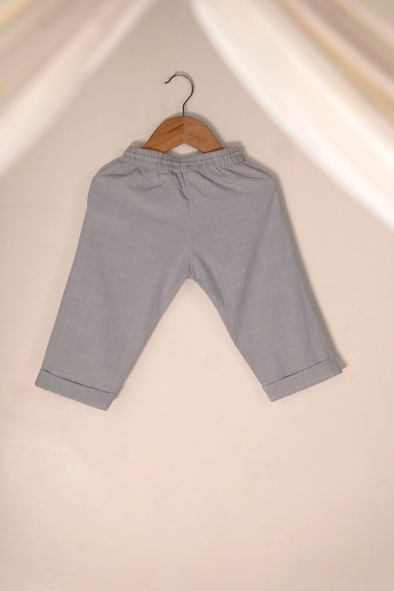 Buy Rain Drops Keep Falling' Unisex Pyjamas In Handwoven Grey Slub | Shop Verified Sustainable Kids Pants on Brown Living™