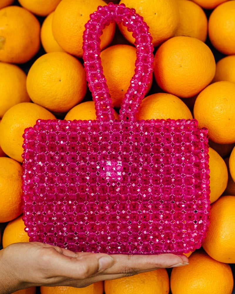 Buy Rani Wristlet | Womens Handbag | Rani Pink | Crystal glass beaded | Shop Verified Sustainable Womens Handbag on Brown Living™