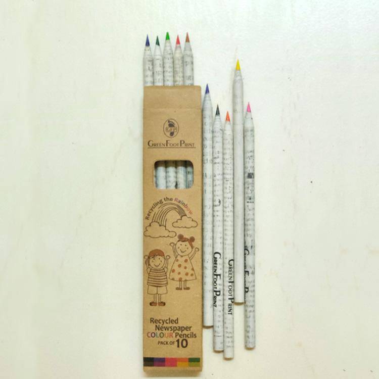 Buy Recycled News paper Colour Pencils - Set of 10 pencils x 2 packs | Shop Verified Sustainable Pencils on Brown Living™