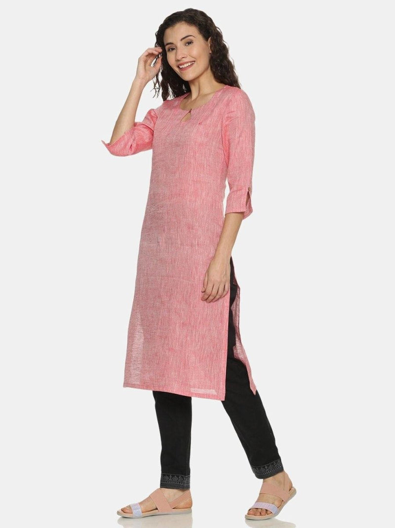 Buy Red Colour Solid Hemp Straight Long Kurta For Women | Shop Verified Sustainable Womens Kurta on Brown Living™