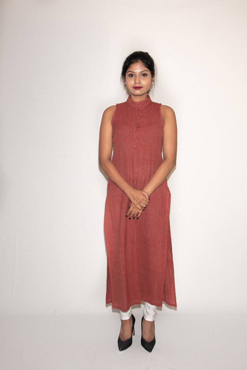 Buy Red Front Slit Kurti | Shop Verified Sustainable Womens Kurta on Brown Living™