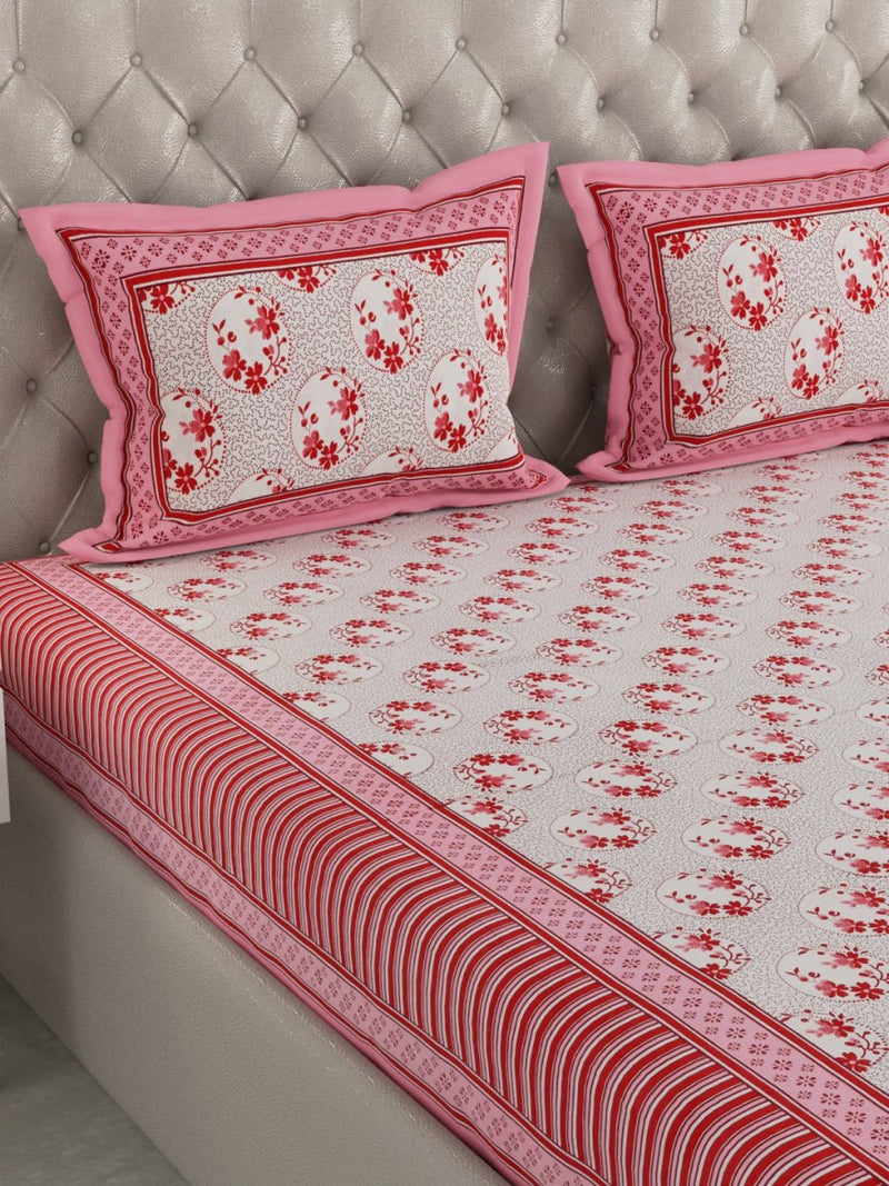 Buy Red Hand Block Print Pure Cotton King Size Bedding Set | Shop Verified Sustainable Bedding on Brown Living™