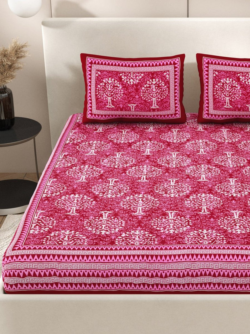 Buy Red Interiors Hand Block Printed Cotton Queen Size Bedding Set | Shop Verified Sustainable Bedding on Brown Living™