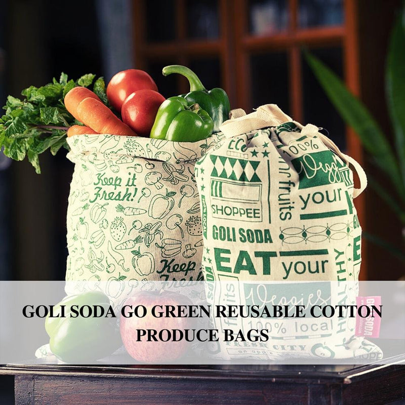 Buy Reusable Cotton Go Green - Set of 2 Small & Big - for Veggies, Roti, Sprouting & Paneer | Shop Verified Sustainable Fridge Vegetable Bags on Brown Living™