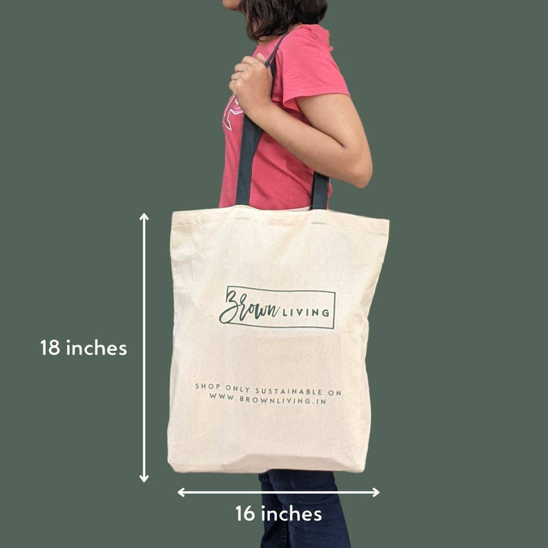 Buy Reusable Cotton Tote Bag - Say No To Plastic - Off White | Shop Verified Sustainable Tote Bag on Brown Living™