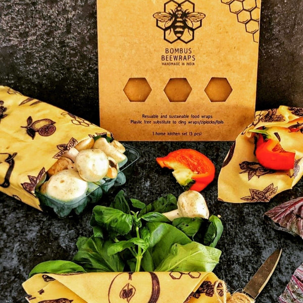 Buy Reusable Handmade Beeswax Food Wraps-Full kitchen Pack- Set of 3 | Shop Verified Sustainable Food Wraps on Brown Living™