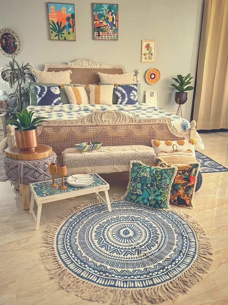 Buy Round Boho Rug & Meditation Mat | Shop Verified Sustainable Products on Brown Living