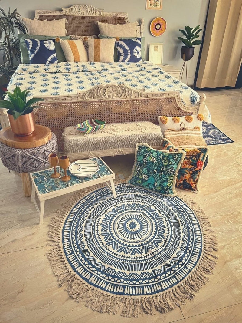 Buy Round Boho Rug & Meditation Mat | Shop Verified Sustainable Products on Brown Living