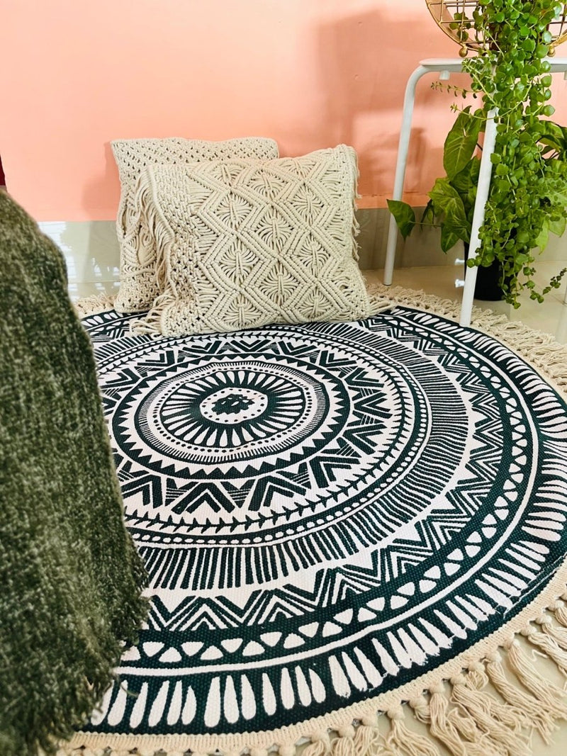 Buy Round Boho Rug & Meditation Mat | Shop Verified Sustainable Products on Brown Living