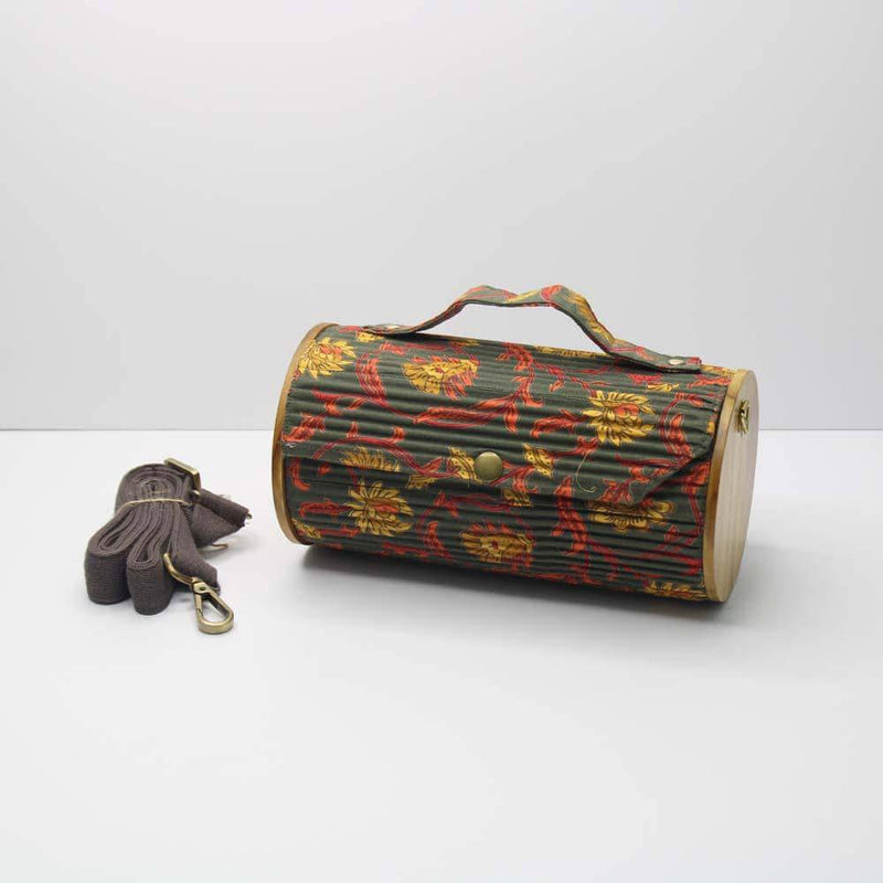 Buy Round Sling Bag/Clutch Single Sleeve - Floral Creeper Black | Shop Verified Sustainable Womens Handbag on Brown Living™