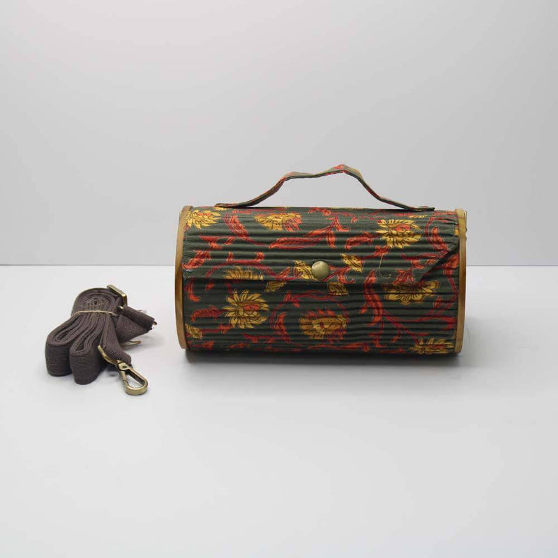 Buy Round Sling Bag/Clutch Single Sleeve - Floral Creeper Black | Shop Verified Sustainable Womens Handbag on Brown Living™