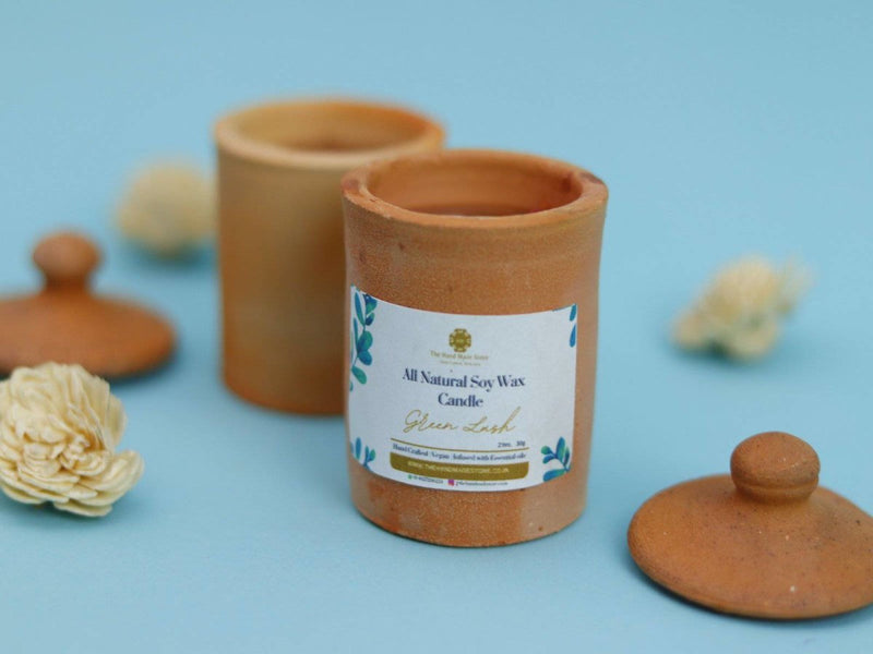 Buy Ruhi - Small Terracotta Jar Candles with Lid Pack of 2 | Shop Verified Sustainable Candles & Fragrances on Brown Living™