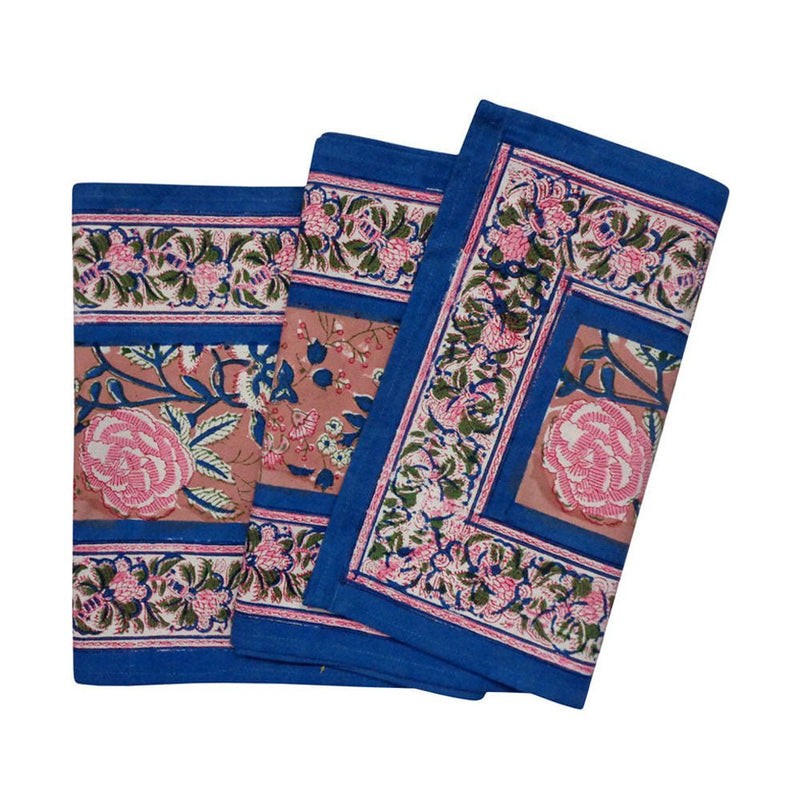 Buy Runner - Handblocked | Dark Blue,Pink | Shop Verified Sustainable Table Linens on Brown Living™