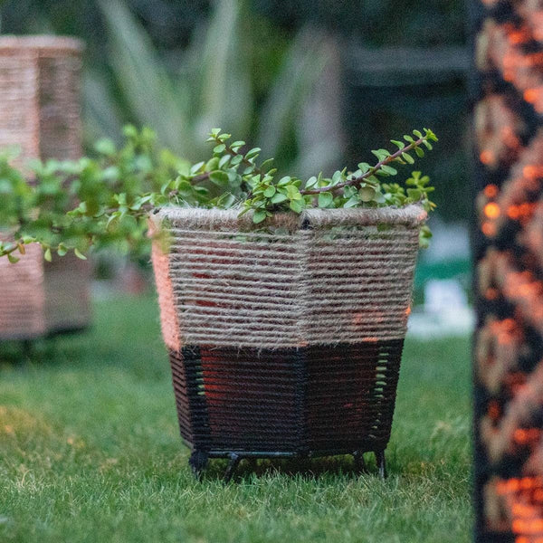 Buy Rustic Cotton & Jute Planter | Shop Verified Sustainable Pots & Planters on Brown Living™