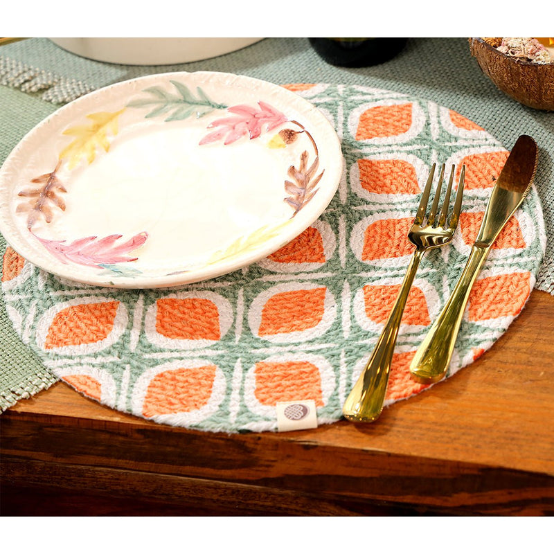 Buy Sage Tangerine Round Mat- Set of 2 | Shop Verified Sustainable Table Linens on Brown Living™