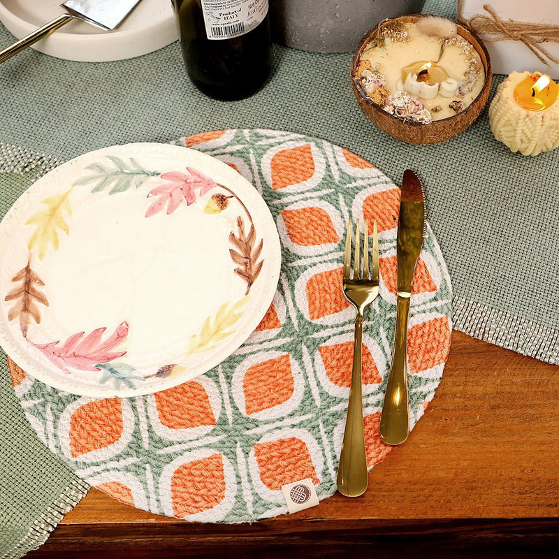 Buy Sage Tangerine Round Mat- Set of 2 | Shop Verified Sustainable Table Linens on Brown Living™