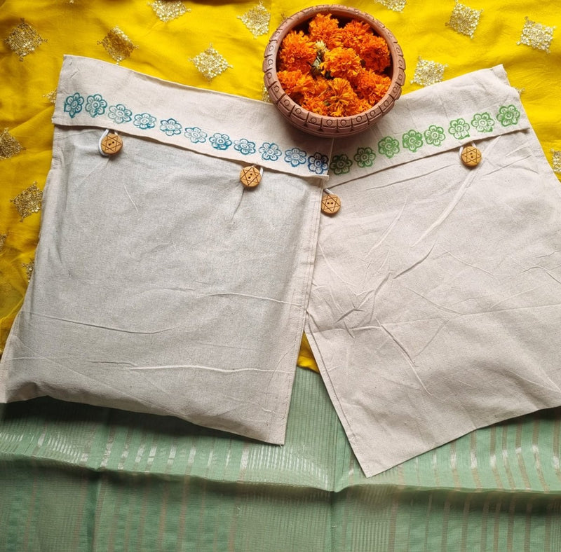 Buy Saree Muslin Cotton Pouch (Set of 2) | Shop Verified Sustainable Pouch on Brown Living™