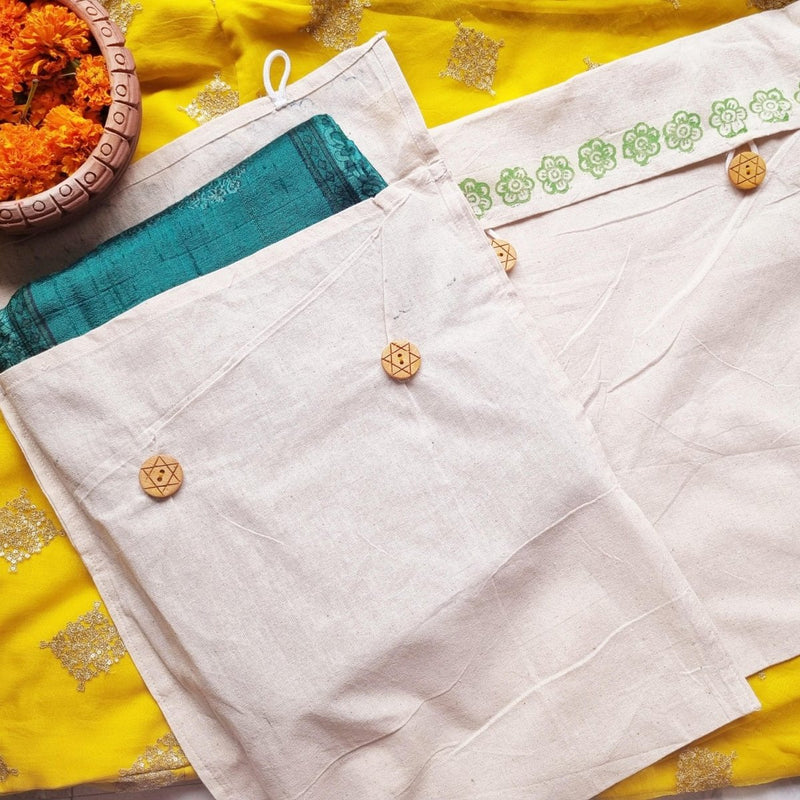 Buy Saree Muslin Cotton Pouch (Set of 2) | Shop Verified Sustainable Pouch on Brown Living™