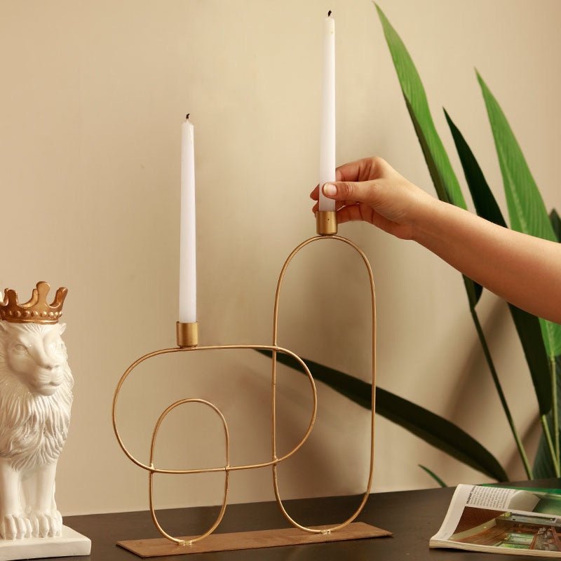 Buy Scandivian Metal Candle Holder | Shop Verified Sustainable Decor & Artefacts on Brown Living™