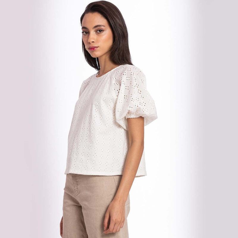 Buy Schiffli Summer Top | Shop Verified Sustainable Womens Top on Brown Living™