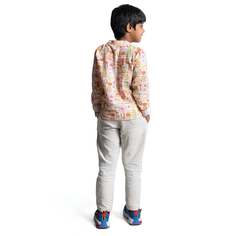 Buy Self Love Boys Full Sleeves Kurta | Shop Verified Sustainable Kids Shirts on Brown Living™