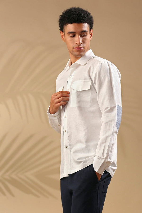 Buy Sequoia Elbow Patch Shirt - White | Shop Verified Sustainable Mens Shirt on Brown Living™