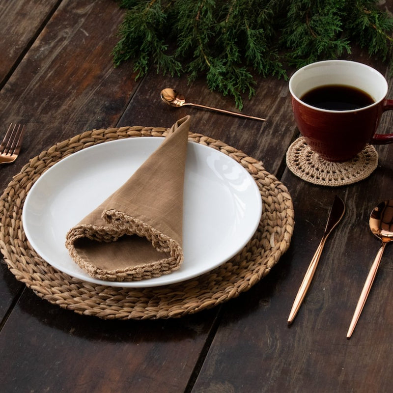 Buy Ananya Brown Coasters and Table Napkins Set of 4 each | Shop Verified Sustainable Table Essentials on Brown Living™