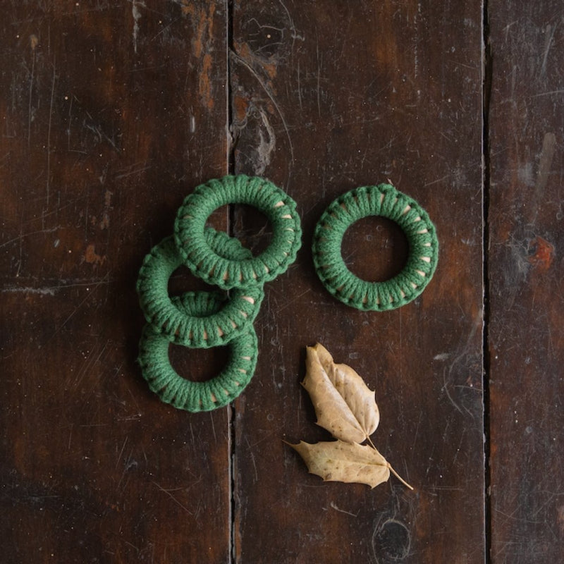 Buy Jiya Green Set of 4 Napkin Rings | Shop Verified Sustainable Table Essentials on Brown Living™