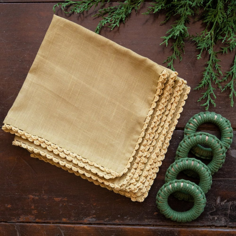 Buy Chanchal Set of 4 Napkins with Napkin Rings | Shop Verified Sustainable Table Essentials on Brown Living™