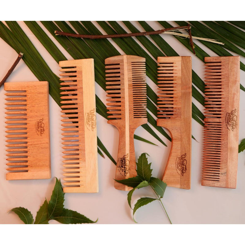 Buy Set of 5 Neem Wood Combs | Shop Verified Sustainable Hair Comb on Brown Living™