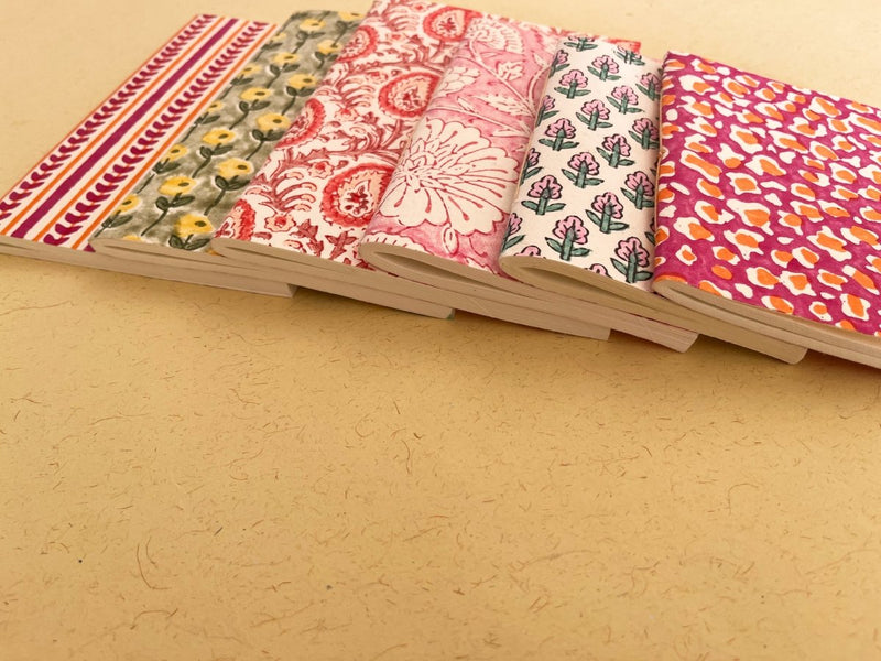 Buy Set of 6 handmade block print journal | Eco - friendly notebook, Sustainable, Upcycled cotton rag paper | Shop Verified Sustainable Notebooks & Notepads on Brown Living™