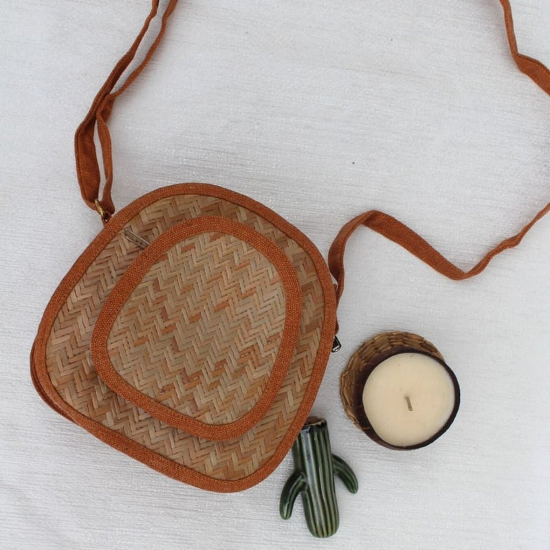 Shital Pati & Jute Oval Sling Bag | Verified Sustainable Womens Handbag on Brown Living™