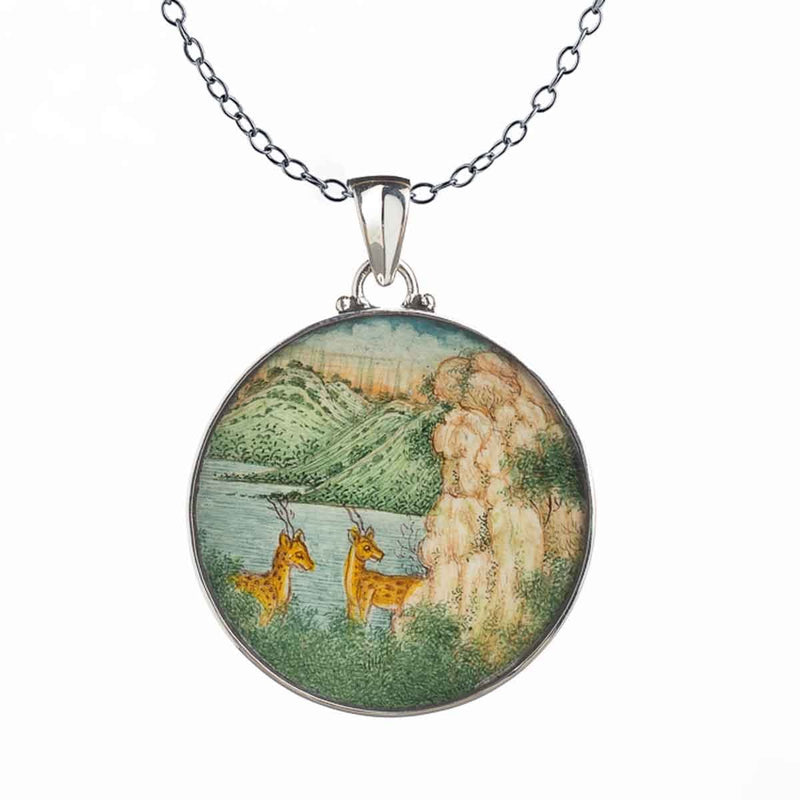 Buy Silver Pendant with Hand Painted Art | Shop Verified Sustainable Womens Charms & Pendants on Brown Living™