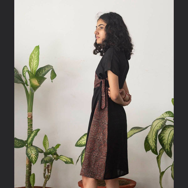 Buy Siyahi Surplice Ajrakh Dress | Shop Verified Sustainable Womens Dress on Brown Living™