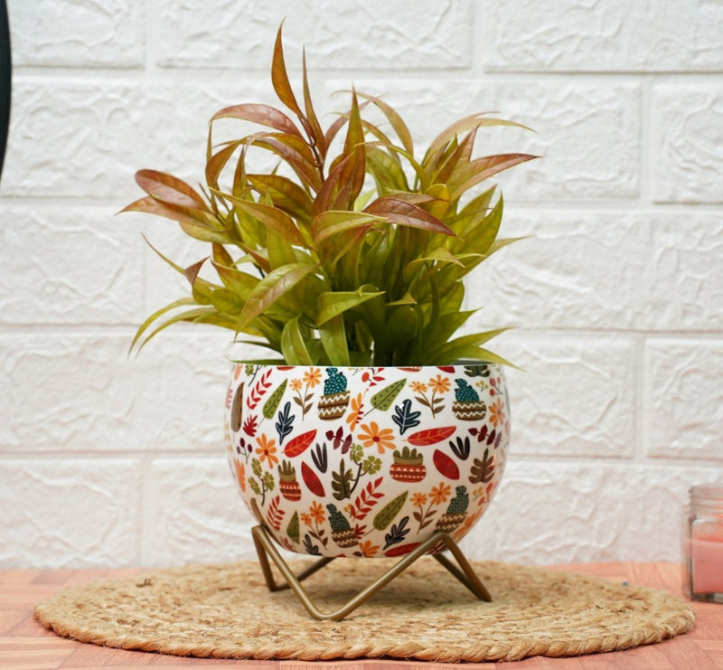 Buy Small Pot for Indoor Plants (Leaf Print, Pack of 2) | Shop Verified Sustainable Pots & Planters on Brown Living™