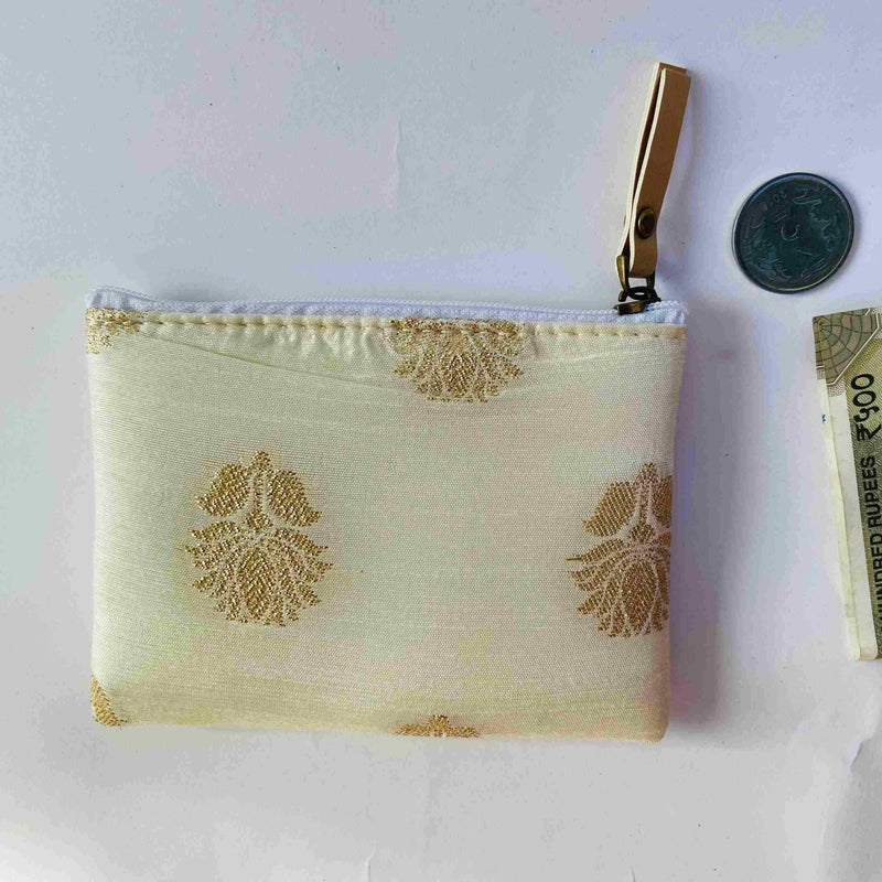 Buy Small Zipper pouch for coins and card- Pack of 3- Blue brocade | Shop Verified Sustainable Womens Bag on Brown Living™