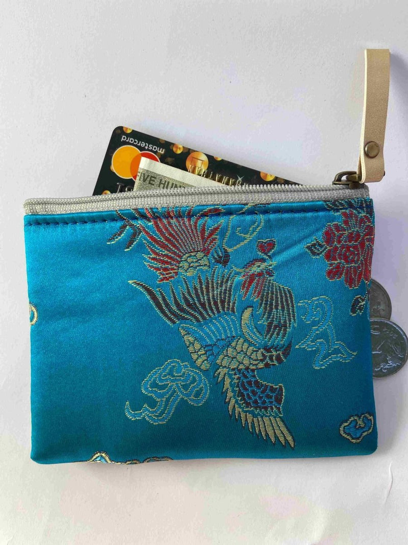 Buy Small Zipper pouch for coins and card- Pack of 3- Blue brocade | Shop Verified Sustainable Womens Bag on Brown Living™