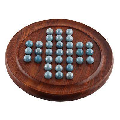 Buy Games Solitaire Board in Wood with Glass Marbles- 9 inch (Brown) | Shop Verified Sustainable Learning & Educational Toys on Brown Living™