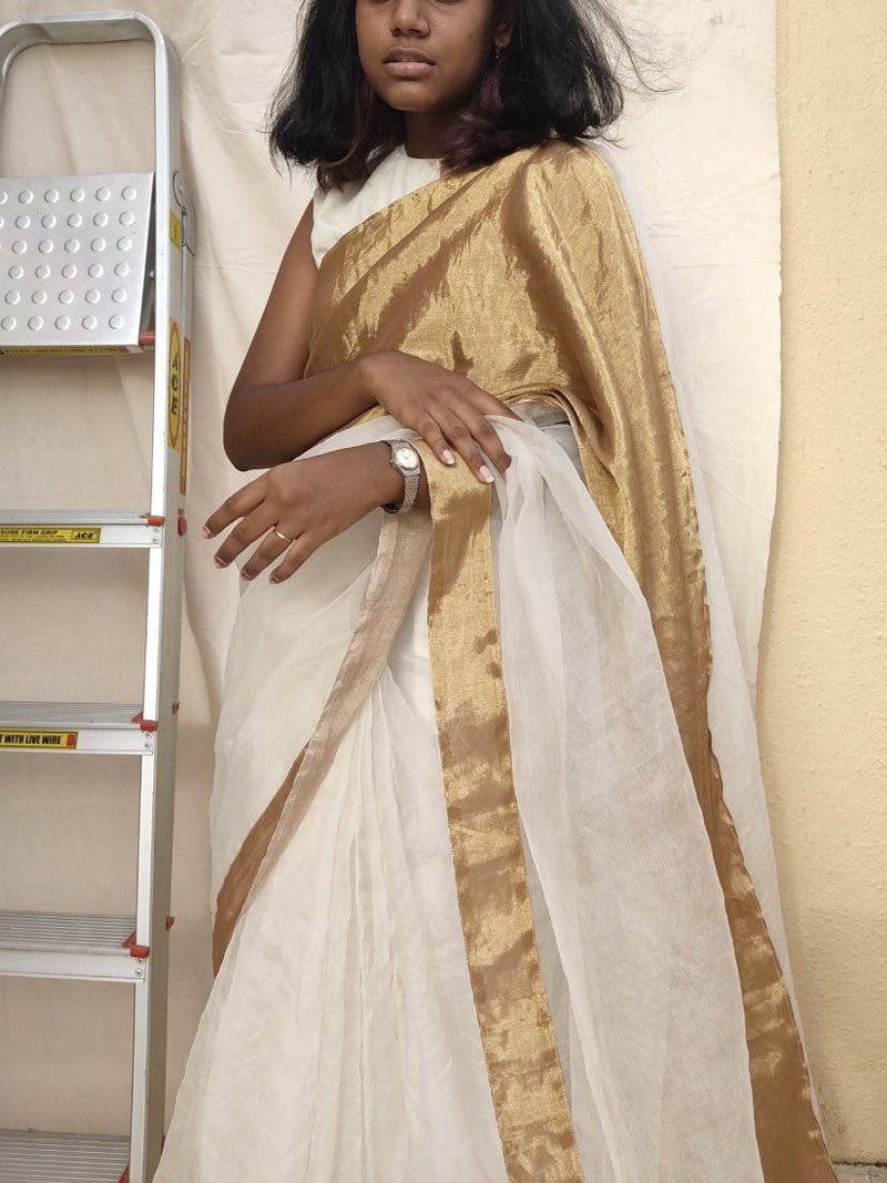 Buy Son Champa Organza Sari | Shop Verified Sustainable Womens Saree on Brown Living™