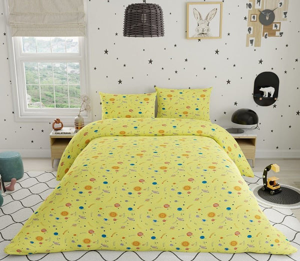 Buy Space Galaxy 100% Cotton Antimicrobial Kids Bedsheet Set | Shop Verified Sustainable Bed Linens on Brown Living™