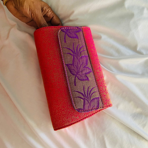 Buy Special Clutch Purse Small - Pink with Purple Flower Flap | Shop Verified Sustainable Womens Handbag on Brown Living™