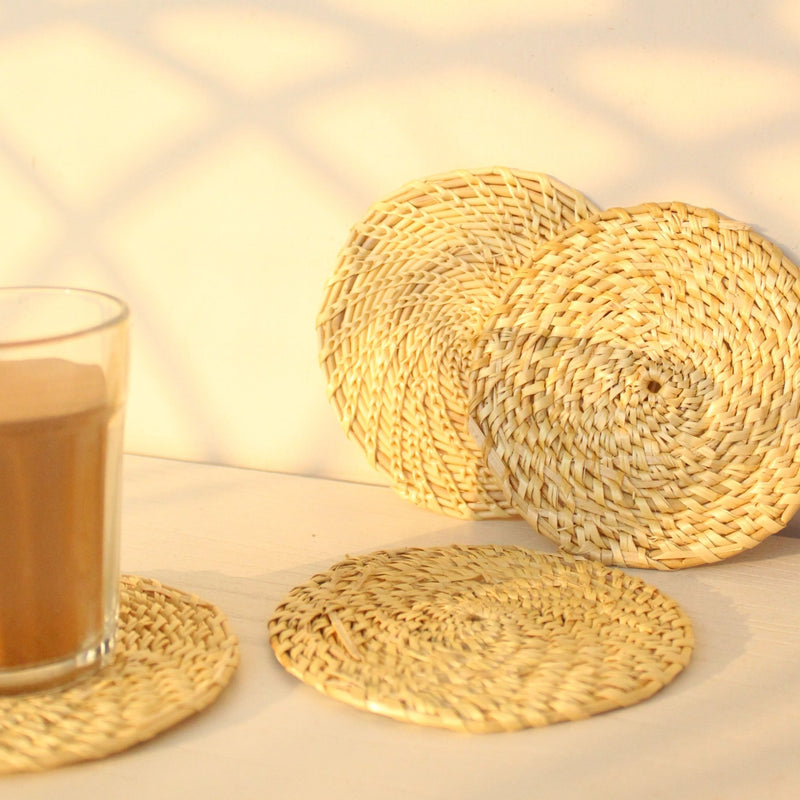 Spiral Sabai Grass Coasters (Set of4) | Verified Sustainable Table Decor on Brown Living™