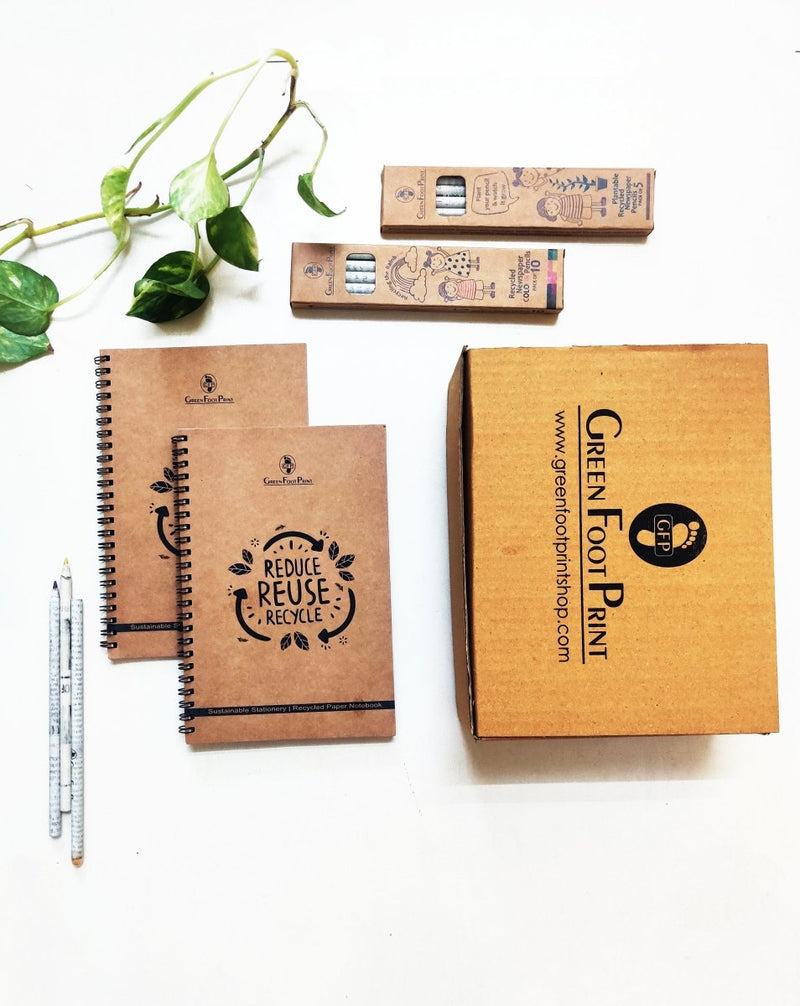 Buy Stationery Gift Kit | Recycled Paper Note Book | Paper Pencils | Seed Colour Pencils | Shop Verified Sustainable Gift Hampers on Brown Living™