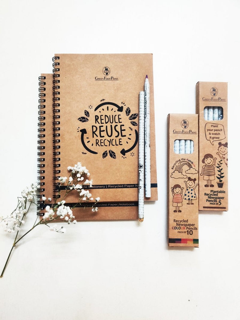 Buy Stationery Gift Kit | Recycled Paper Note Book | Paper Pencils | Seed Colour Pencils | Shop Verified Sustainable Gift Hampers on Brown Living™