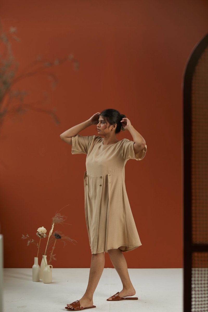 Buy Stonish Beige Dress | Womens Dress | Shop Verified Sustainable Womens Dress on Brown Living™