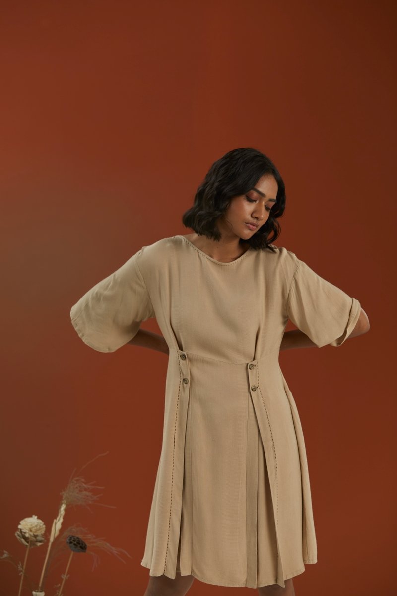 Buy Stonish Beige Dress | Womens Dress | Shop Verified Sustainable Womens Dress on Brown Living™